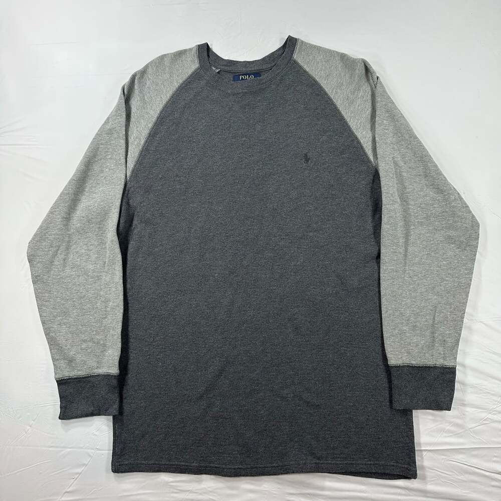Polo Ralph Lauren Men's XL Gray Raglan Waffle Thermal Long Sleeve Shirt
